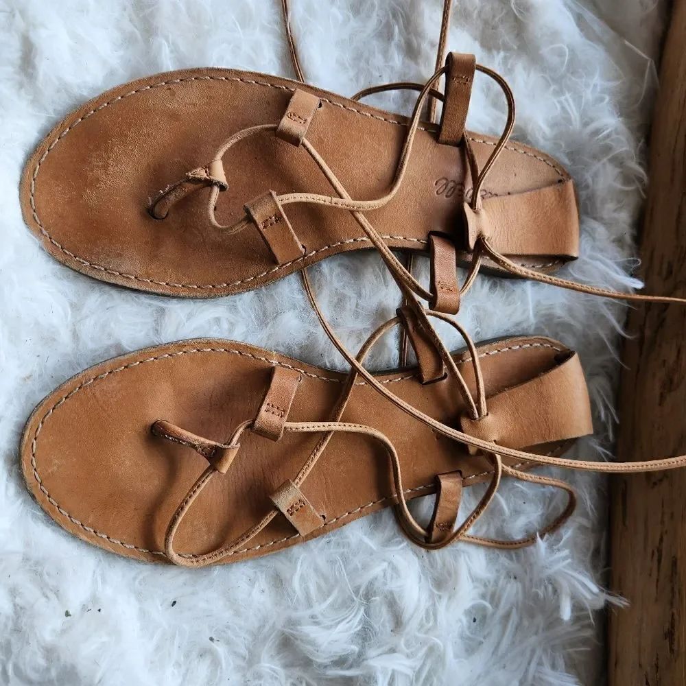 Madewell boardwalk laceup sandal brown